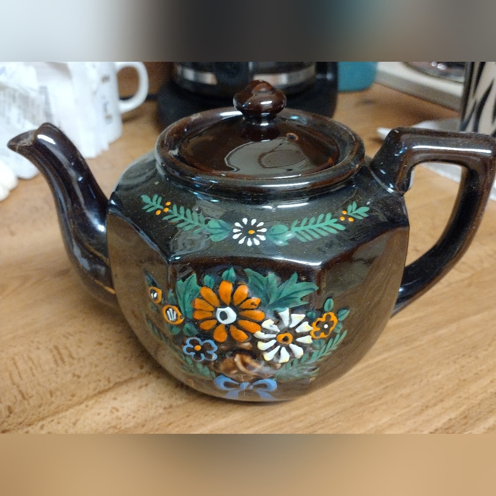 Vintage 40 S Brown Ceramic/ Moriga Made In Japan Tea Pot